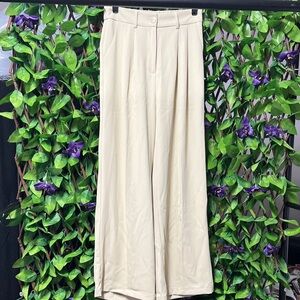 SceWhou Elegant Cream Wide-Leg Pants